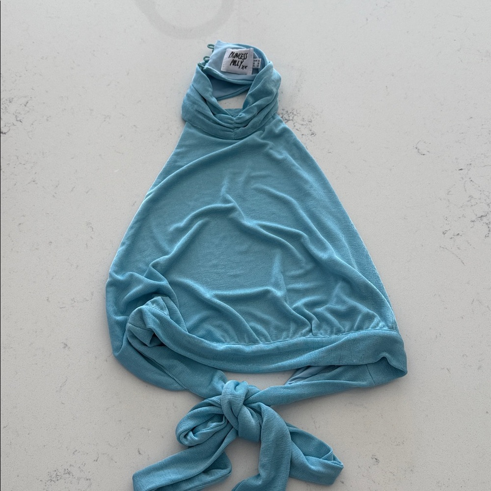 Princess Polly Aqua Halter Top